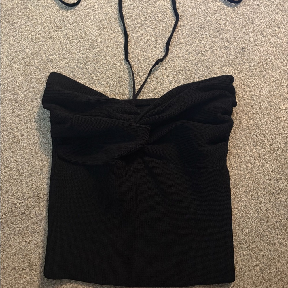 Blue Ruched Halter Sheath Dress